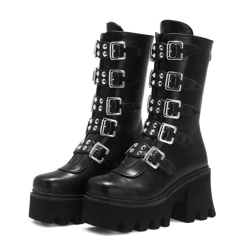 Women's Lace Up Combat Platform Biker Military Creeper Chunky Heel Ankle  Boots