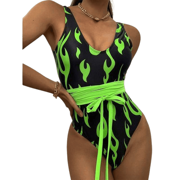 Green Flame Girl-[rave outfit]-Euphoria
