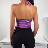 Holographic Purple Chain Top-[rave outfit]-Euphoria
