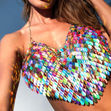 Holographic Rainbow Chest Top-[rave outfit]-Euphoria