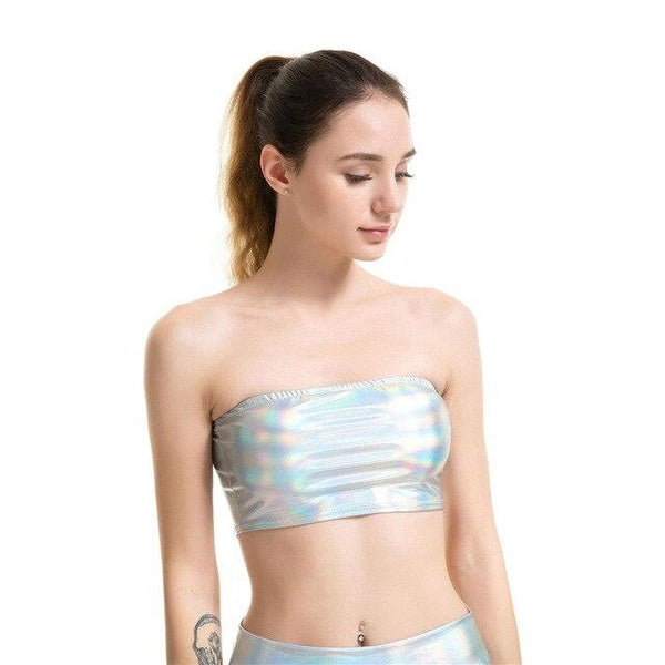 Holographic Tube Top-[rave outfit]-Euphoria
