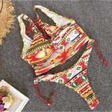 MUOLUX 2020 Thong Swimsuit African Swimwear Print Bandage Plus Size Women Tankini Long Sleeve Bikini Set High Waist Bathing Suit-[rave outfit]-Euphoria