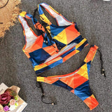 MUOLUX 2020 Thong Swimsuit African Swimwear Print Bandage Plus Size Women Tankini Long Sleeve Bikini Set High Waist Bathing Suit-[rave outfit]-Euphoria