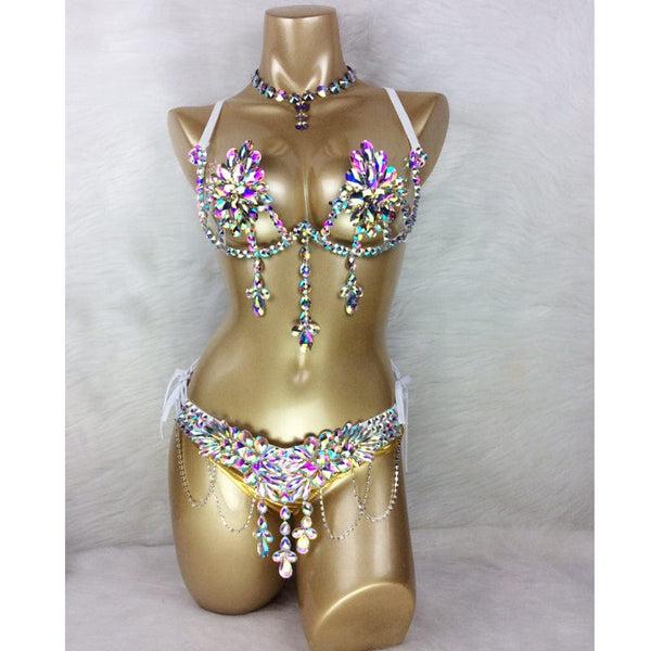 Samba Carnival Wire Bra &amp; Panty &amp; belt Set Hand Made 4 Piece Belly dancing WIRE BRA